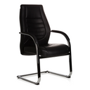 Chaises cantilever VITORO V noires avec structure en chrome brillant et accoudoirs de hjh OFFICE
