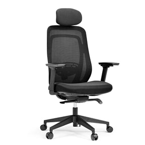 Siège de bureau de qualité professionnelle Vivadapt noir avec dossier en maille, appuie-tête et accoudoirs de hjh OFFICE