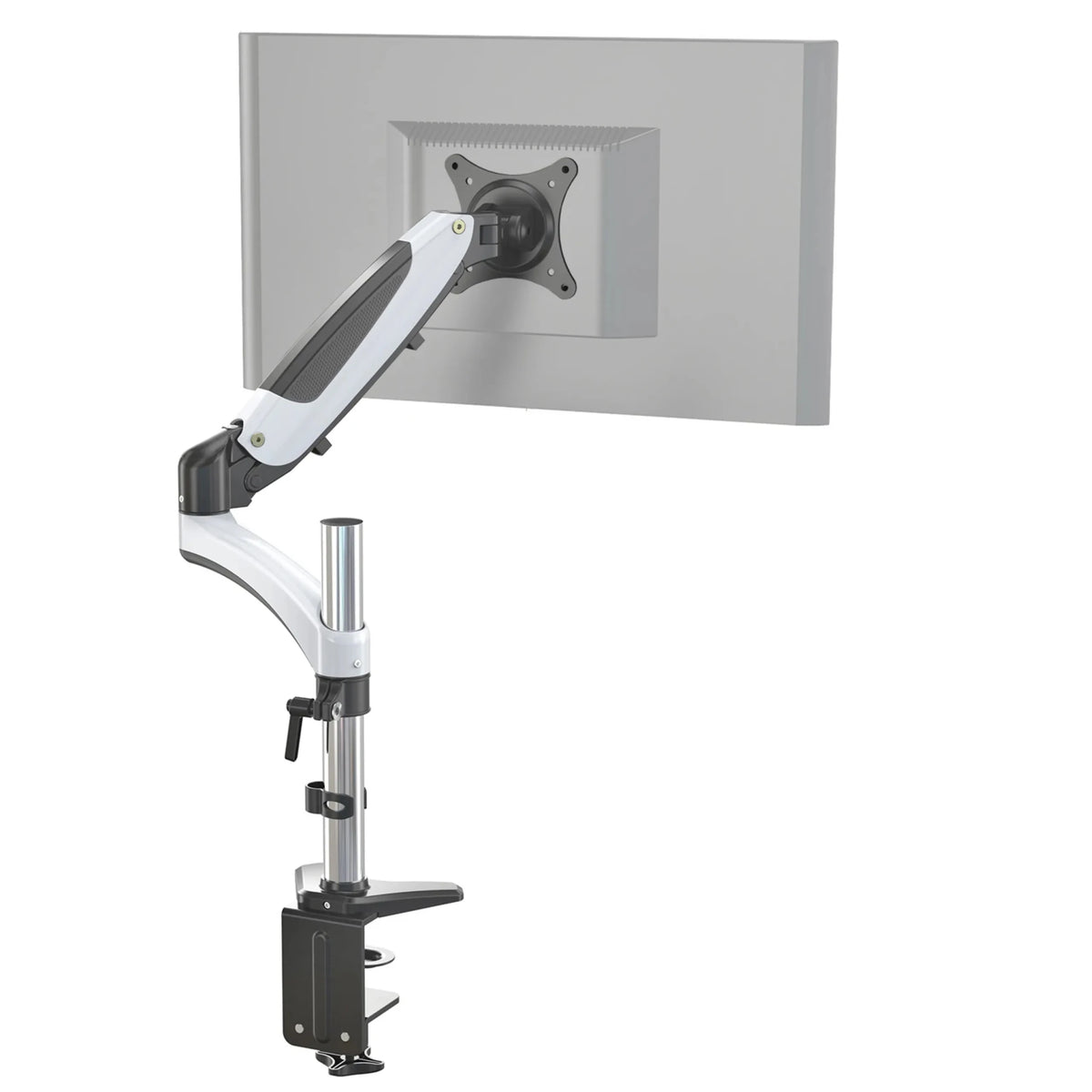 Fixation pour écran VM-MG1 en blanc et noir avec bras pivotant flexible et fixation de bureau de hjh OFFICE