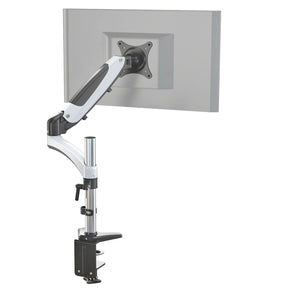 Fixation pour écran VM-MG1 en blanc et noir avec bras pivotant flexible et fixation de bureau de hjh OFFICE