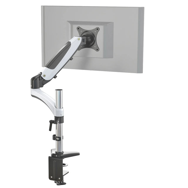 Fixation pour écran VM-MG1 en blanc et noir avec bras pivotant flexible et fixation de bureau de hjh OFFICE