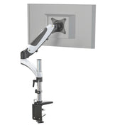 Fixation pour écran VM-MG1 en blanc et noir avec bras pivotant flexible et fixation de bureau de hjh OFFICE