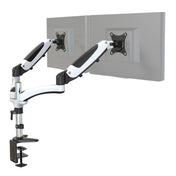 Fixation pour écran VM-MG2 en blanc-noir pour deux écrans avec fixation de bureau de hjh OFFICE