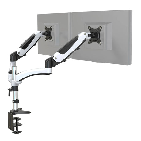 Fixation pour écran VM-MG2 en blanc-noir pour deux écrans avec fixation de bureau de hjh OFFICE