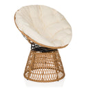 Chaise d'extérieur beige WEAVORA avec structure en rotin tressé et coussin d'assise moelleux de hjh LIVING