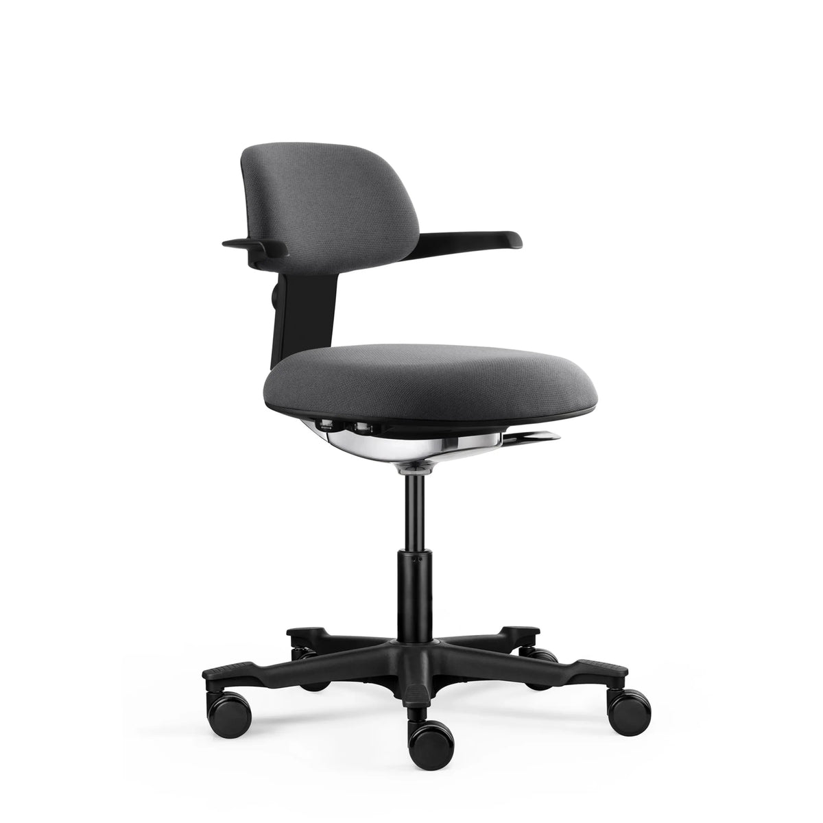 Chaise de travail WORK 40 gris foncé avec accoudoirs et cinq roulettes de hjh OFFICE
