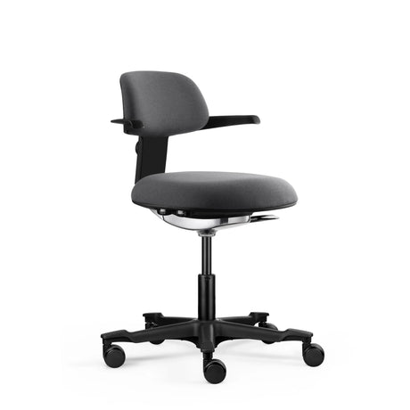 Chaise de travail WORK 40 gris foncé avec accoudoirs et cinq roulettes de hjh OFFICE