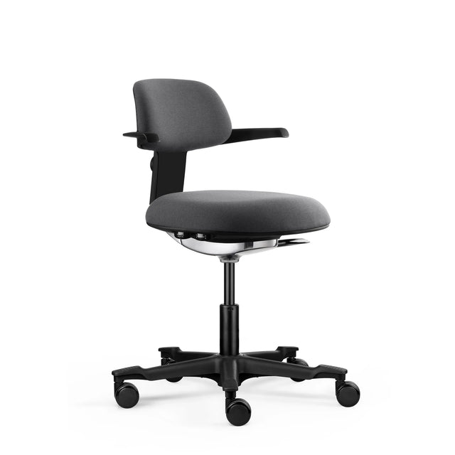 Chaise de travail WORK 40 gris foncé avec accoudoirs et cinq roulettes de hjh OFFICE