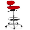 Chaise de comptoir WORK MF rouge avec structure chromée brillante, repose-pieds et roulettes de hjh OFFICE
