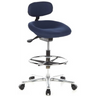 Chaise de comptoir bleue WORK MF avec appui-tête, repose-pieds et cinq roulettes de hjh OFFICE