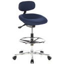 Chaise de comptoir bleue WORK MF avec appui-tête, repose-pieds et cinq roulettes de hjh OFFICE