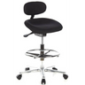 Chaise de comptoir WORK MF noire avec repose-pieds et étoile chromée sur roulettes de hjh OFFICE