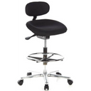 Chaise de comptoir WORK MF noire avec repose-pieds et étoile chromée sur roulettes de hjh OFFICE