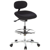 Chaise de comptoir WORK MF noire avec repose-pieds et étoile chromée sur roulettes de hjh OFFICE