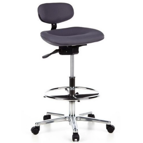 Chaise de comptoir WORK MF couleur anthracite avec repose-pieds et cinq roulettes de hjh OFFICE