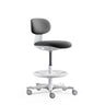 Chaise de travail WORK MF2 W en gris foncé avec pied en étoile et repose-pieds blancs de hjh OFFICE