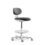 Chaise de travail WORK MF2 W en gris foncé avec pied en étoile et repose-pieds blancs de hjh OFFICE