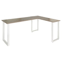 Bureau d'angle WORKSPACE BASIC I avec plateau gris et pieds blancs en forme de U de hjh OFFICE