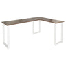 Bureau d'angle WORKSPACE BASIC I avec plateau en noyer brun et pieds blancs en forme de U de hjh OFFICE