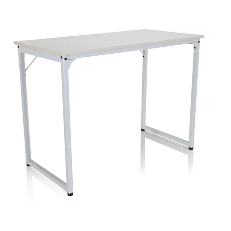 Bureau blanc WORKSPACE I avec plateau rectangulaire et un cadre simple en métal de hjh OFFICE