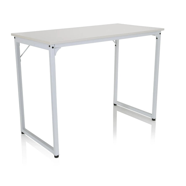 Bureau blanc WORKSPACE I avec plateau rectangulaire et un cadre simple en métal de hjh OFFICE