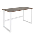 Bureau WORKSPACE LIGHT I avec plateau en noyer brun et structure en métal blanc de hjh OFFICE