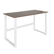 Bureau WORKSPACE LIGHT I avec plateau en noyer brun et structure en métal blanc de hjh OFFICE