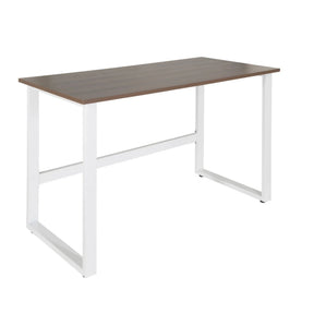 Bureau WORKSPACE LIGHT I avec plateau en noyer brun et structure en métal blanc de hjh OFFICE