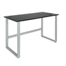 Bureau WORKSPACE LIGHT I en graphite avec un plateau rectangulaire et un piètement en métal argenté de hjh OFFICE