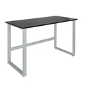 Bureau WORKSPACE LIGHT I en graphite avec un plateau rectangulaire et un piètement en métal argenté de hjh OFFICE
