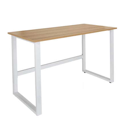Bureau WORKSPACE LIGHT I avec plateau en chêne clair et structure en métal blanc de hjh OFFICE