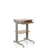 Bureau assis-debout WORKSTATION en hêtre et gris avec repose-clavier et roulettes de hjh OFFICE