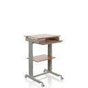 Bureau assis-debout WORKSTATION en hêtre et gris avec repose-clavier et roulettes de hjh OFFICE