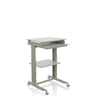 Bureau assis-debout WORKSTATION gris avec repose-clavier, une étagère et des roulettes de hjh OFFICE