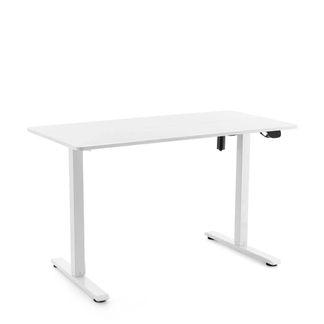 Bureau réglable en hauteur électriquement Worktime en blanc avec un plateau rectangulaire de hjh OFFICE