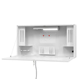 Bureau mural blanc WOVA avec plateau rabattable et étagères intégrées de hjh OFFICE PRO