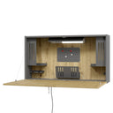 Bureau mural WOVA en graphite et chêne frêne avec surface de travail rabattable de hjh OFFICE PRO