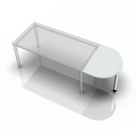 Table d'appoint grise XBA60 W / XBA80 W avec plateau semi-circulaire et quatre pieds de hjh OFFICE PRO