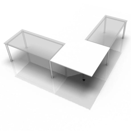Platte trapézoïdale blanche XBE90 G / XBE91 G / XBT12 G avec quatre pieds et surface lisse de hjh OFFICE PRO