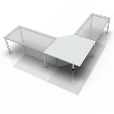 Bureau gris XBE90 S / XBE91 S / XBT12 S avec plateau trapézoïdal et deux étagères latérales de hjh OFFICE PRO