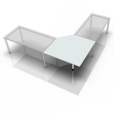 Bureau gris XBE90 W / XBE91 W / XBT12 W avec plateau trapézoïdal et pieds argentés de hjh OFFICE PRO