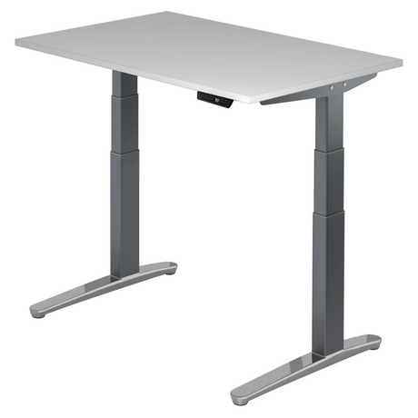 Bureau à hauteur réglable électriquement XBHM 12 GC en gris avec affichage numérique de hjh OFFICE PRO