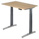Bureau à hauteur réglable électriquement XBHM 12 GC en chêne avec pieds gris de hjh OFFICE PRO