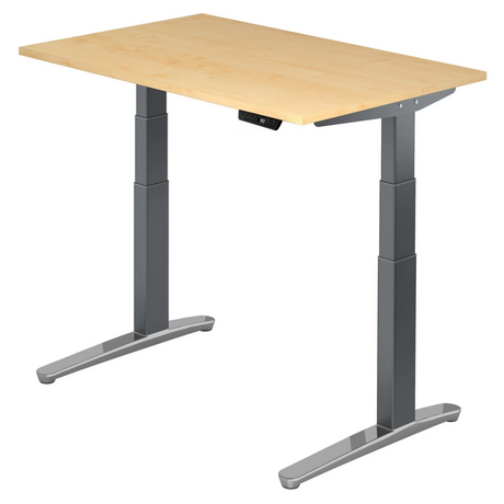 Bureau à hauteur réglable électriquement XBHM 12 GC en érable avec pieds foncés de hjh OFFICE PRO