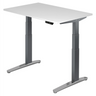 Bureau à hauteur réglable électriquement XBHM 12 GC en blanc avec pieds gris de hjh OFFICE PRO
