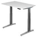 Bureau à hauteur réglable électriquement XBHM 12 GC en blanc avec pieds gris de hjh OFFICE PRO
