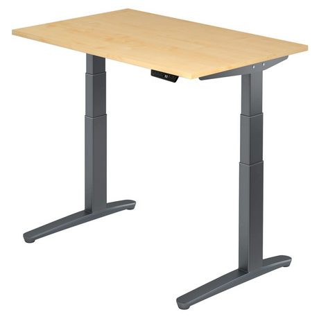 Bureau à hauteur réglable électriquement XBHM 12 GG en érable avec structure gris foncé de hjh OFFICE PRO