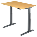 Bureau à hauteur réglable électriquement XBHM 12 GG en hêtre avec structure gris foncé de hjh OFFICE PRO
