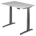 Bureau à hauteur réglable électriquement XBHM 12 GG en gris avec panneau de commande numérique de hjh OFFICE PRO