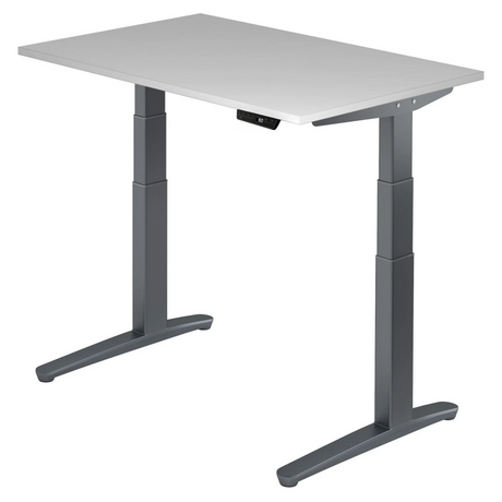 Bureau à hauteur réglable électriquement XBHM 12 GG en gris avec panneau de commande numérique de hjh OFFICE PRO